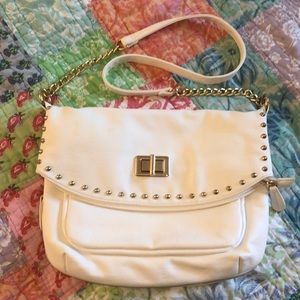 ALDO White Leather Large Crossbody / Messenger Bag